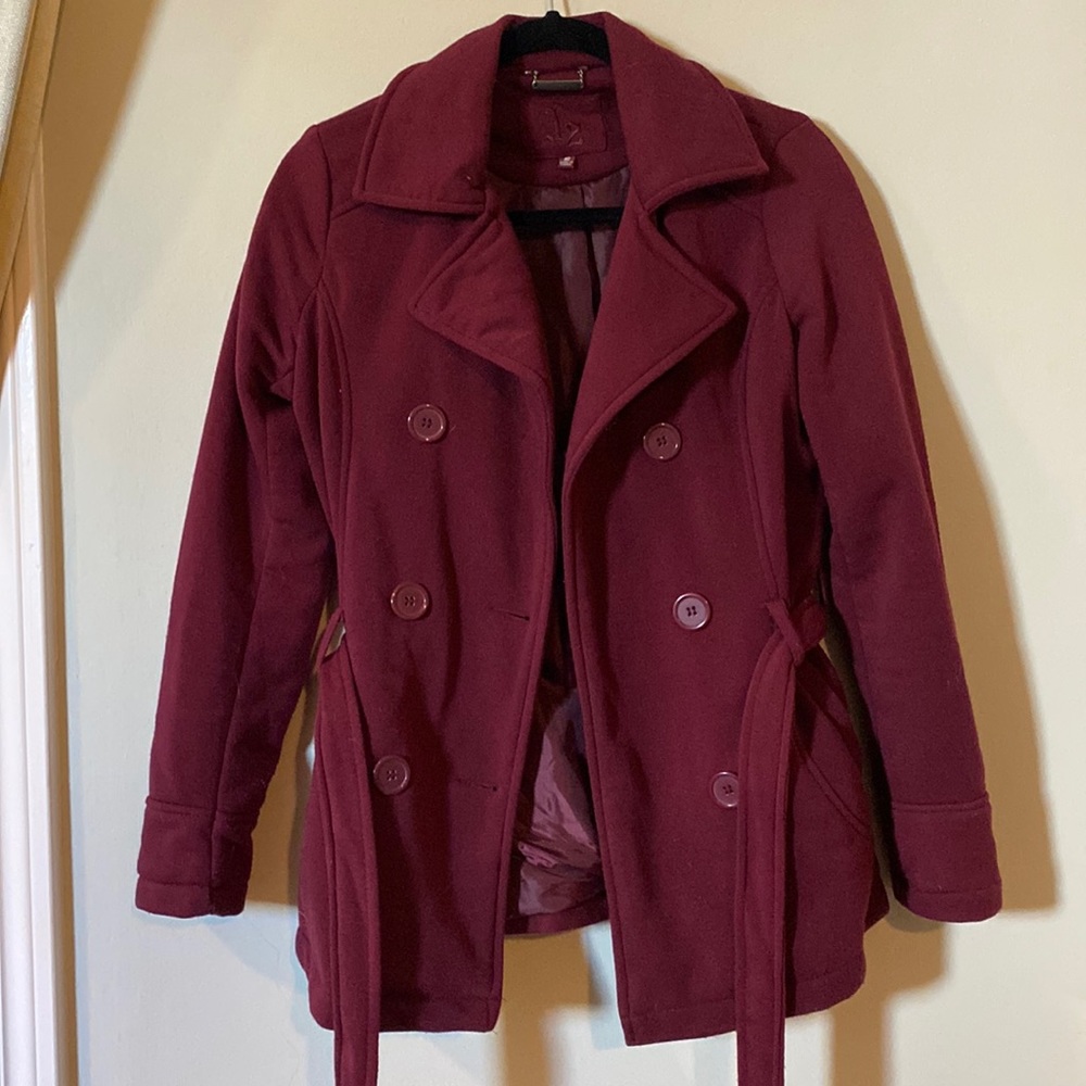 Maroon short pea coat